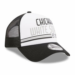 Chicago White Sox New Era Stacked A-Frame Trucker 9FORTY Adjustable Hat - White/Black - New Era on Sale