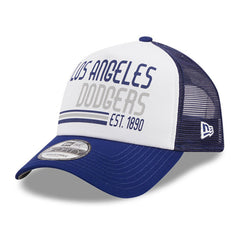 Los Angeles Dodgers New Era Stacked A-Frame Trucker 9FORTY Adjustable Hat - White/Royal - New Era Online