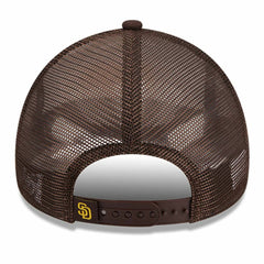 San Diego Padres New Era Stacked A-Frame Trucker 9FORTY Adjustable Hat - White/Brown - New Era Discount