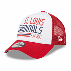 St. Louis Cardinals New Era Stacked A-Frame Trucker 9FORTY Adjustable Hat - White/Red - New Era Lifestyle