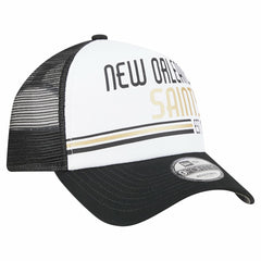 New Orleans Saints New Era Stacked A-Frame Trucker 9FORTY Adjustable Hat White/Black
