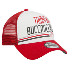 Tampa Bay Buccaneers New Era Stacked A-Frame Trucker 9FORTY Adjustable Hat White/Red