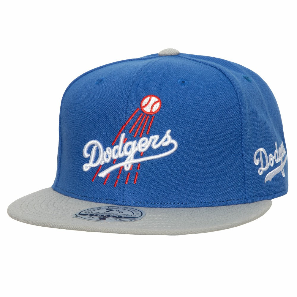 Los Angeles Dodgers Mitchell & Ness Bases Loaded Fitted Hat - Royal/Gray - Mitchell & Ness Discount