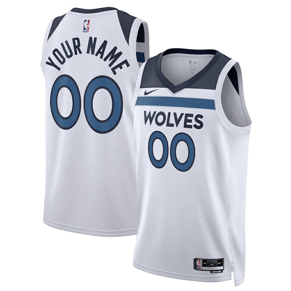 Minnesota Timberwolves Unisex Swingman Custom Jersey White Association Edition | Nike