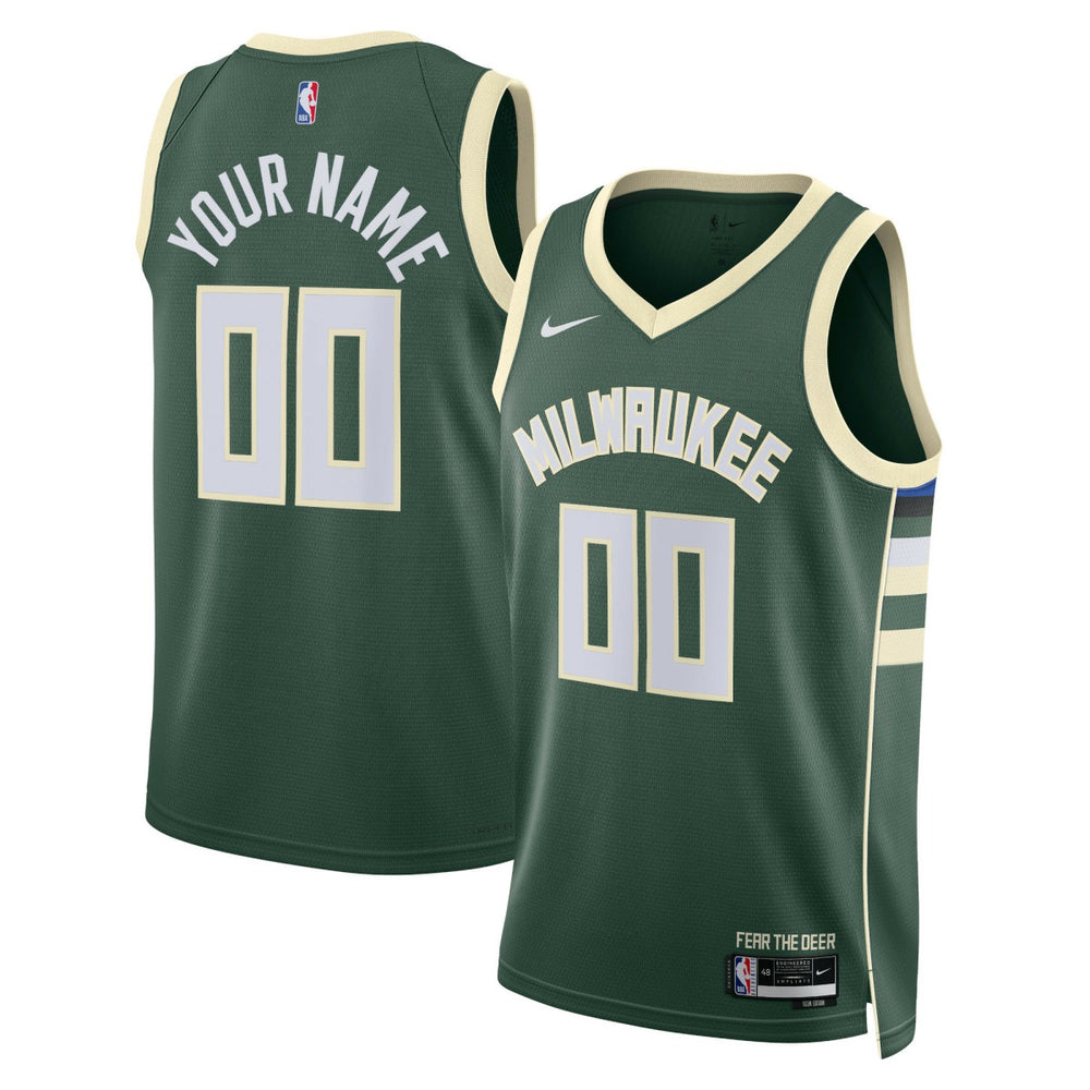 Milwaukee Bucks Unisex Swingman Custom Jersey Hunter Green Icon Edition | Nike outlet