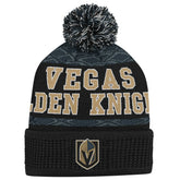 Vegas Golden Knights Youth Puck Cuffed Knit Hat with Pom - Black - NHL 200025337