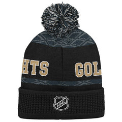 Vegas Golden Knights Youth Puck Cuffed Knit Hat with Pom - Black - NHL 200025337