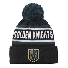 Vegas Golden Knights Youth Jacquard Cuffed Knit Hat with Pom - Black - NHL 200025349