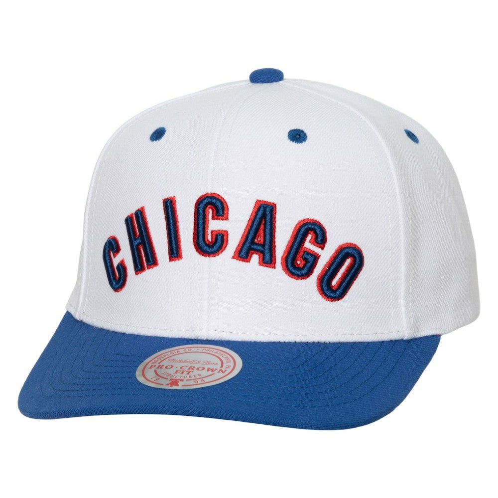 Chicago Cubs Mitchell & Ness Cooperstown Collection Pro Crown Snapback Hat - White - Mitchell & Ness on Sale