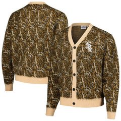 Chicago White Sox PLEASURES Cheetah Cardigan Button-Up Sweater - Brown - MLB on Sale