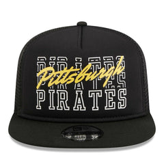 Pittsburgh Pirates New Era Street Team A-Frame Trucker 9FIFTY Snapback Hat - Black - New Era Lifestyle