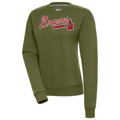 Atlanta Braves Antigua Women's Victory Pullover Sweatshirt - Olive - MLB on Sale