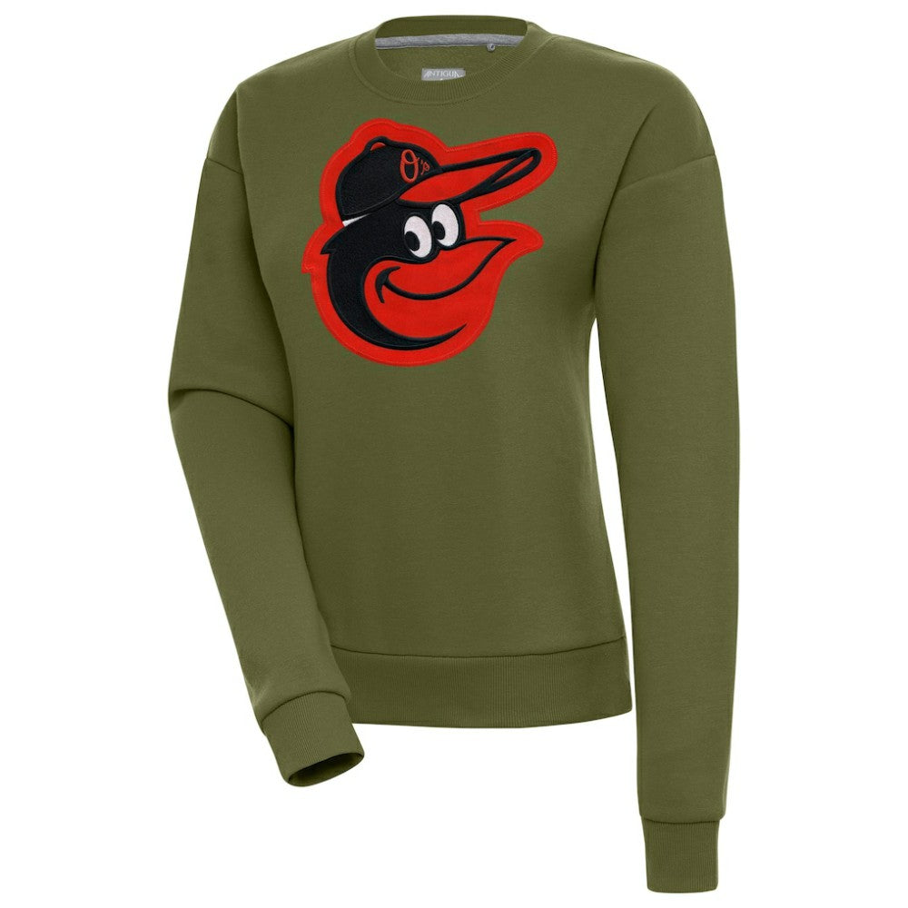 Baltimore Orioles Antigua Women's Victory Pullover Sweatshirt - Olive - MLB on Sale