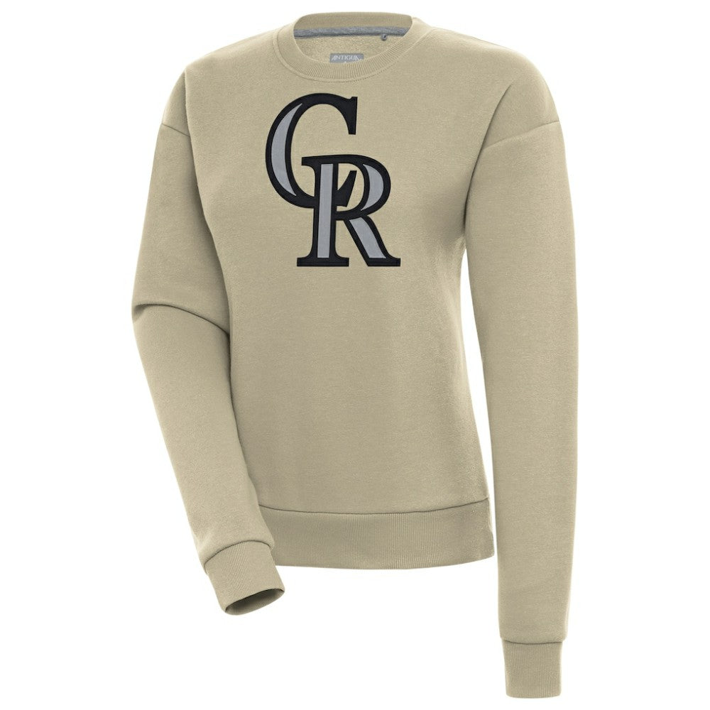Colorado Rockies Antigua Women's Victory Pullover Sweatshirt - Khaki - MLB Discount