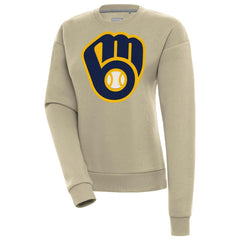 Milwaukee Brewers Antigua Women's Victory Pullover Sweatshirt - Khaki - MLB Sale
