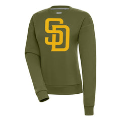 San Diego Padres Antigua Women's Victory Pullover Sweatshirt - Olive - MLB Discount