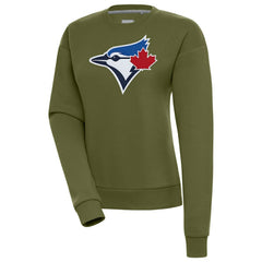 Toronto Blue Jays Antigua Women's Victory Pullover Sweatshirt - Olive - MLB Sale