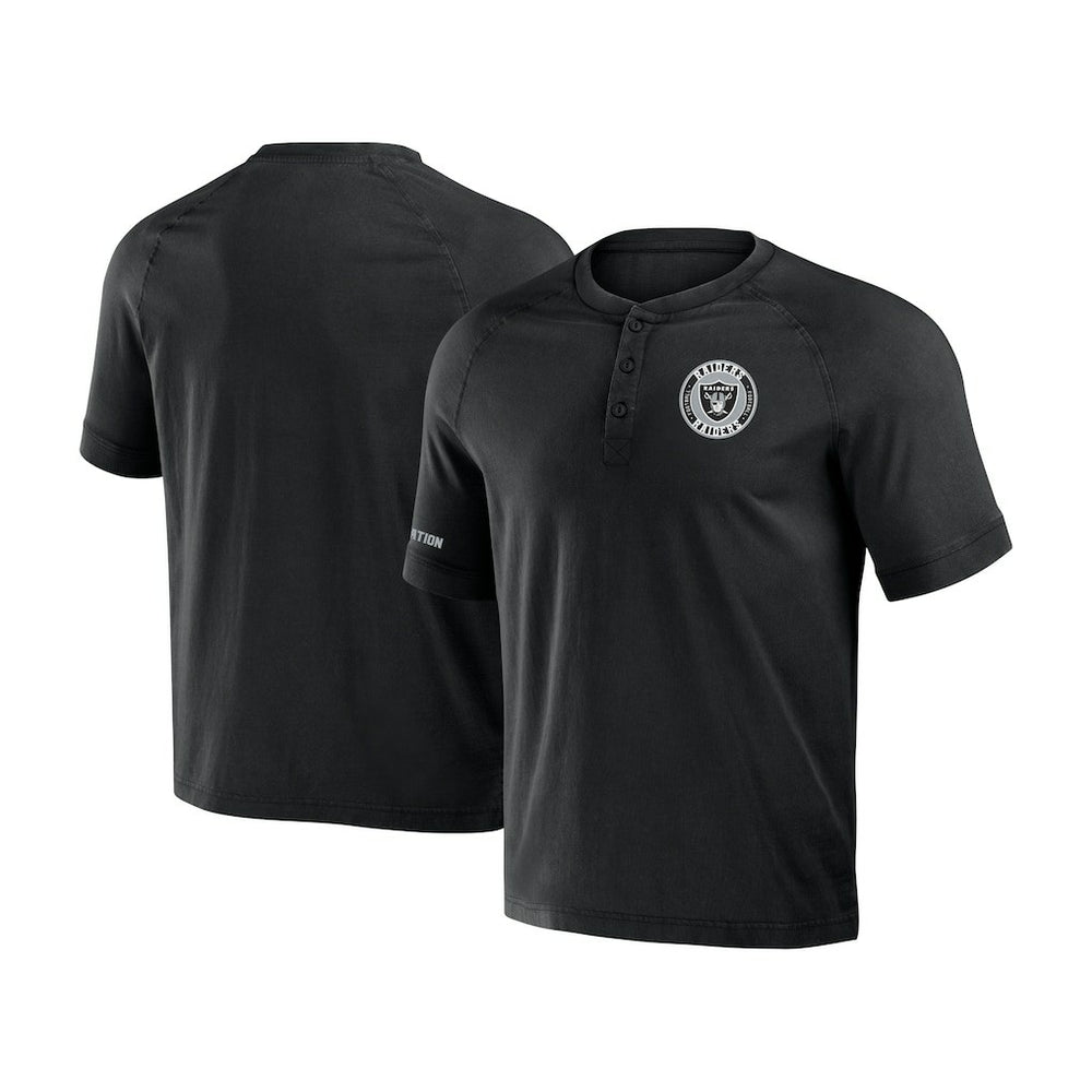 Fanatics Las Vegas Raiders NFL x Darius Rucker Collection Washed Raglan Henley T-Shirt Black