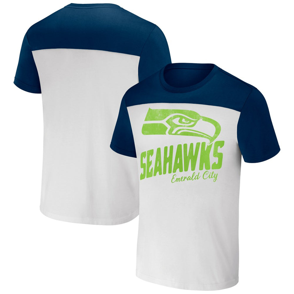 Fanatics Seattle Seahawks NFL x Darius Rucker Collection Colorblocked T-Shirt White/College Navy