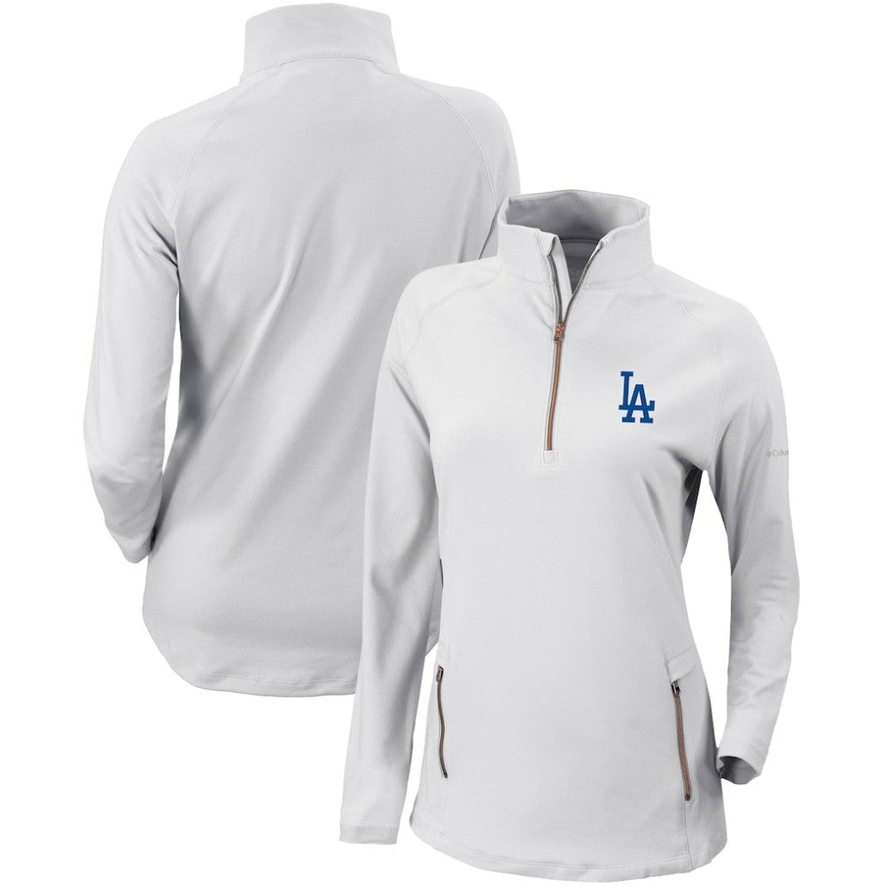 Los Angeles Dodgers Columbia Women's Omni-Wick Outward Nine Quarter-Zip Pullover Top - White - Columbia Lifestyle