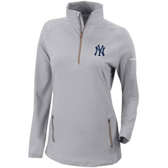 New York Yankees Columbia Women's Omni-Wick Outward Nine Quarter-Zip Pullover Top - Gray - Columbia Discount