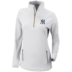 New York Yankees Columbia Women's Omni-Wick Outward Nine Quarter-Zip Pullover Top - White - Columbia Sale