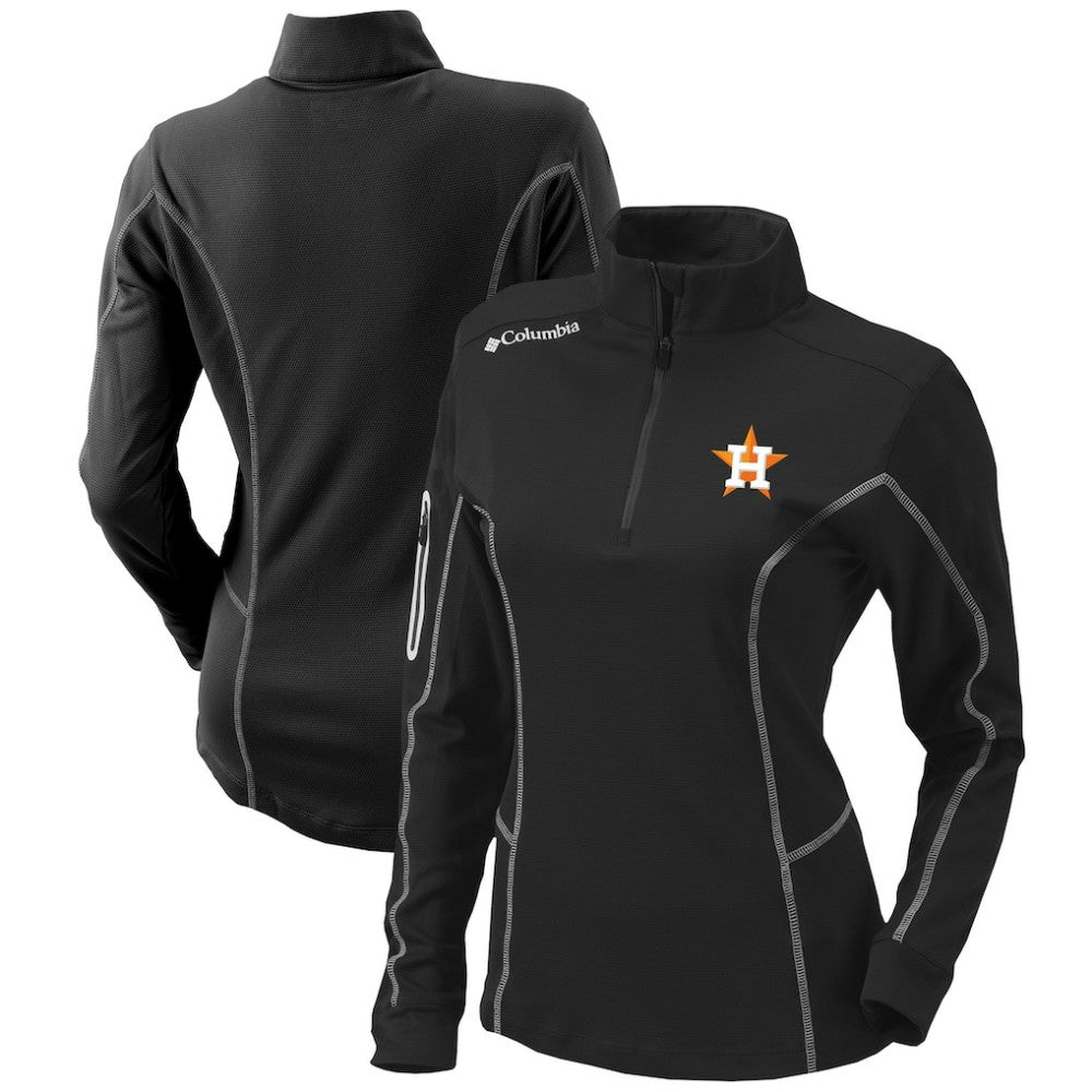 Houston Astros Columbia Women's Omni-Wick Shotgun Quarter-Zip Pullover Top - Black - Columbia on Sale