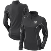 New York Yankees Columbia Women's Omni-Wick Shotgun Quarter-Zip Pullover Top - Charcoal - Columbia on Sale