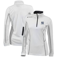 New York Yankees Columbia Women's Omni-Wick Shotgun Quarter-Zip Pullover Top - White - Columbia Discount