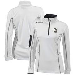 San Diego Padres Columbia Women's Omni-Wick Shotgun Quarter-Zip Pullover Top - White - Columbia Online