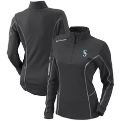 Seattle Mariners Columbia Women's Omni-Wick Shotgun Quarter-Zip Pullover Top - Charcoal - Columbia Sale