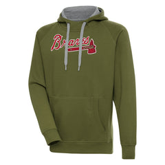 Atlanta Braves Antigua Victory Pullover Hoodie - Olive - MLB on Sale
