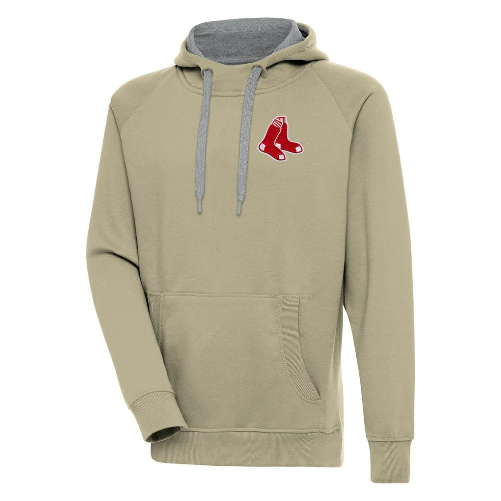 Boston Red Sox Antigua Victory Pullover Hoodie - Khaki - MLB Lifestyle