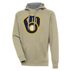 Milwaukee Brewers Antigua Victory Pullover Hoodie - Khaki - MLB Discount