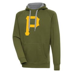Pittsburgh Pirates Antigua Victory Pullover Hoodie - Olive - MLB Discount
