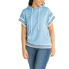 Boston Red Sox Lusso Women's Mabel Tri-Blend Short Sleeve Pullover Hoodie - Light Blue - MLB Sale