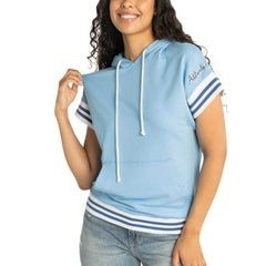 Atlanta Braves Lusso Women's Mabel Tri-Blend Short Sleeve Pullover Hoodie - Light Blue - MLB on Sale