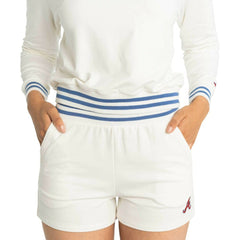 Atlanta Braves Lusso Women's Maeg Tri-Blend Pocket Shorts - White - MLB on Sale
