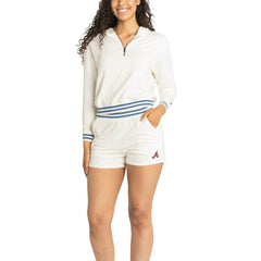 Atlanta Braves Lusso Women's Magnolia Tri-Blend Quarter-Zip Hoodie - White - MLB on Sale