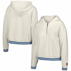 Boston Red Sox Lusso Women's Magnolia Tri-Blend Quarter-Zip Hoodie - White - MLB Discount