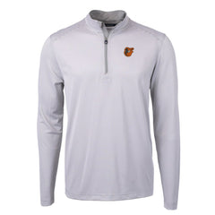 Baltimore Orioles Cutter & Buck Virtue Eco Pique Micro Stripe Recycled Quarter-Zip Pullover Top - Gray/White - MLB Sale