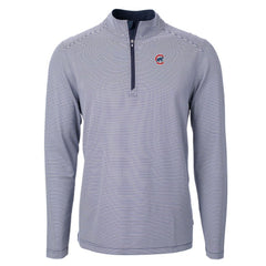 Chicago Cubs Cutter & Buck Virtue Eco Pique Micro Stripe Recycled Quarter-Zip Pullover Top - Navy/White - MLB Discount