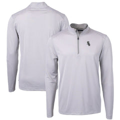 Chicago White Sox Cutter & Buck Virtue Eco Pique Micro Stripe Recycled Quarter-Zip Pullover Top - Gray/White - MLB Sale