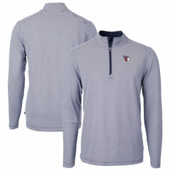 Cleveland Guardians Cutter & Buck Virtue Eco Pique Micro Stripe Recycled Quarter-Zip Pullover Top - Navy/White - MLB Lifestyle