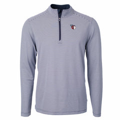 Cleveland Guardians Cutter & Buck Virtue Eco Pique Micro Stripe Recycled Quarter-Zip Pullover Top - Navy/White - MLB Lifestyle