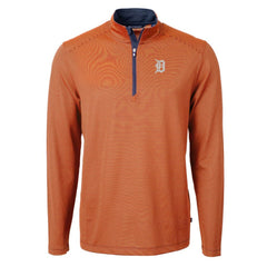 Detroit Tigers Cutter & Buck Virtue Eco Pique Micro Stripe Recycled Quarter-Zip Pullover Top - Orange/Navy - MLB Sale