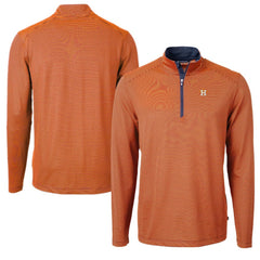Houston Astros Cutter & Buck Virtue Eco Pique Micro Stripe Recycled Quarter-Zip Pullover Top - Orange/Navy - MLB Online