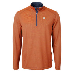 Houston Astros Cutter & Buck Virtue Eco Pique Micro Stripe Recycled Quarter-Zip Pullover Top - Orange/Navy - MLB Online