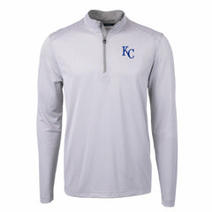 Kansas City Royals Cutter & Buck Virtue Eco Pique Micro Stripe Recycled Quarter-Zip Pullover Top - Gray/White - MLB Online