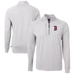 Boston Red Sox Cutter & Buck Adapt Eco Knit Stretch Recycled Quarter-Zip Pullover Top - Heather Gray - MLB Online